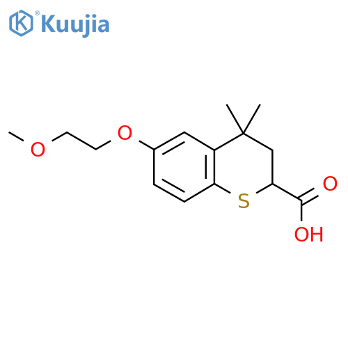 6-(2-methoxyethoxy)-4,4-dimethyl-3,4-dihydro-2H-1-benzothiopyran-2-carboxylic acid structure