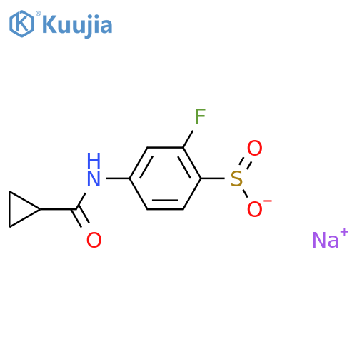 Sodium 4-cyclopropaneamido-2-fluorobenzene-1-sulfinate structure