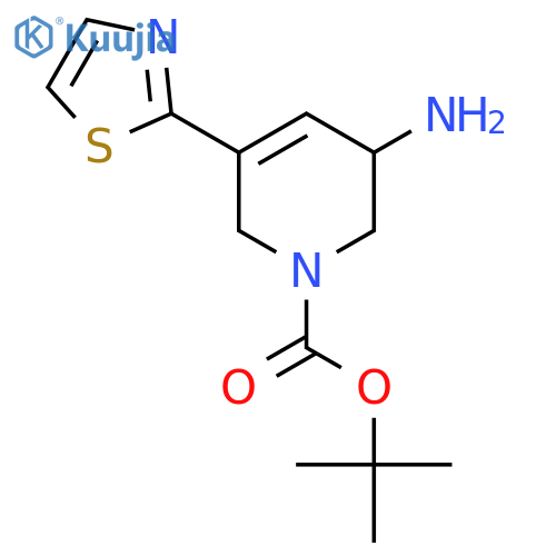 Tert-butyl 3-amino-5-(1,3-thiazol-2-yl)-1,2,3,6-tetrahydropyridine-1-carboxylate structure