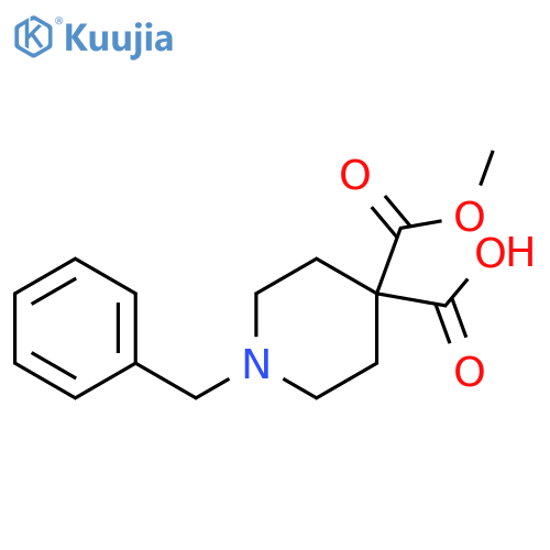 1-benzyl-4-(methoxycarbonyl)piperidine-4-carboxylic acid structure