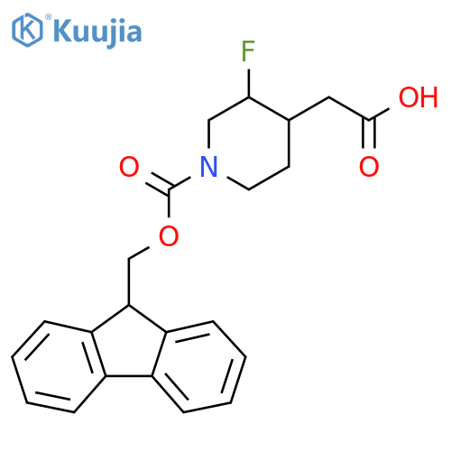 2-(1-{[(9H-fluoren-9-yl)methoxy]carbonyl}-3-fluoropiperidin-4-yl)acetic acid structure