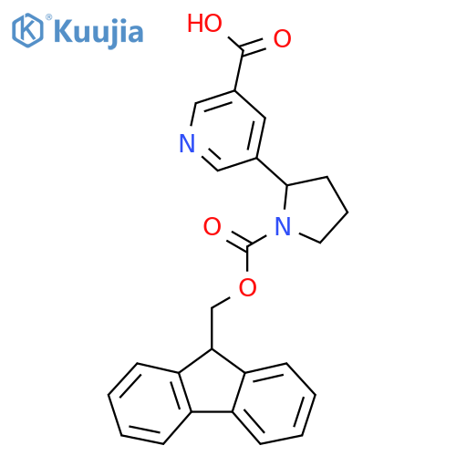 5-(1-{[(9H-fluoren-9-yl)methoxy]carbonyl}pyrrolidin-2-yl)pyridine-3-carboxylic acid structure
