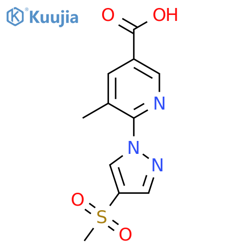6-(4-methanesulfonyl-1H-pyrazol-1-yl)-5-methylpyridine-3-carboxylic acid structure