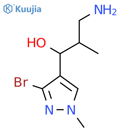 3-amino-1-(3-bromo-1-methyl-1H-pyrazol-4-yl)-2-methylpropan-1-ol structure