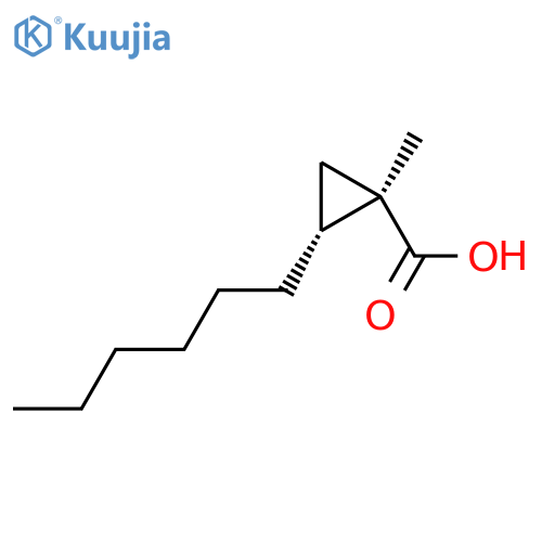 rac-(1R,2R)-2-hexyl-1-methylcyclopropane-1-carboxylic acid structure