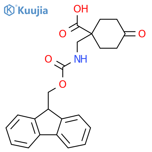 1-({(9H-fluoren-9-yl)methoxycarbonyl}amino)methyl-4-oxocyclohexane-1-carboxylic acid structure