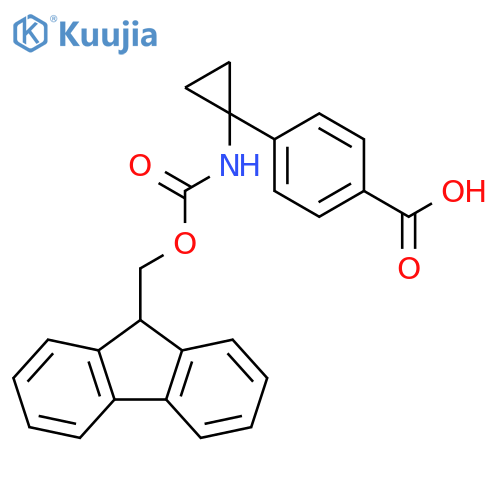 4-[1-({[(9H-fluoren-9-yl)methoxy]carbonyl}amino)cyclopropyl]benzoic acid structure