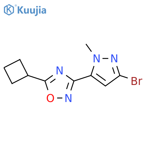 3-(3-bromo-1-methyl-1H-pyrazol-5-yl)-5-cyclobutyl-1,2,4-oxadiazole structure