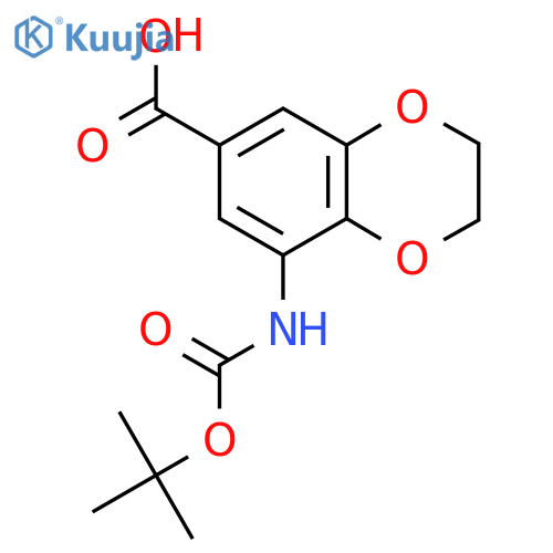 8-{(tert-butoxy)carbonylamino}-2,3-dihydro-1,4-benzodioxine-6-carboxylic acid structure