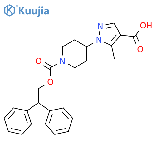 1-(1-{[(9H-fluoren-9-yl)methoxy]carbonyl}piperidin-4-yl)-5-methyl-1H-pyrazole-4-carboxylic acid structure