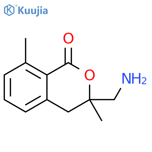 1H-2-Benzopyran-1-one, 3-(aminomethyl)-3,4-dihydro-3,8-dimethyl- structure