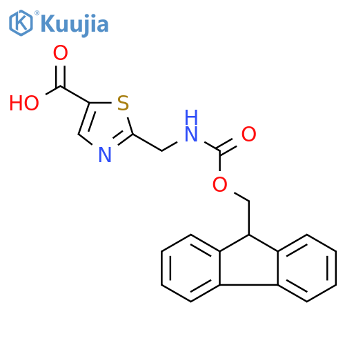 2-(((((9H-Fluoren-9-yl)methoxy)carbonyl)amino)methyl)thiazole-5-carboxylic acid structure