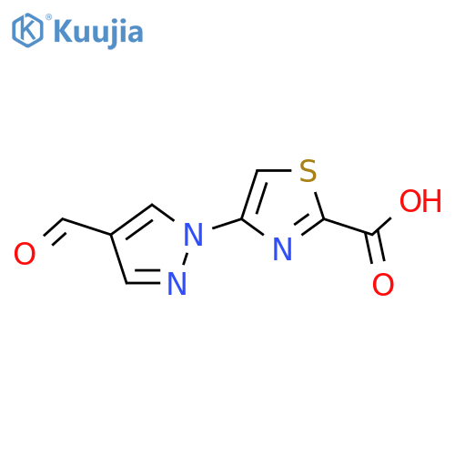 4-(4-formyl-1H-pyrazol-1-yl)-1,3-thiazole-2-carboxylic acid structure