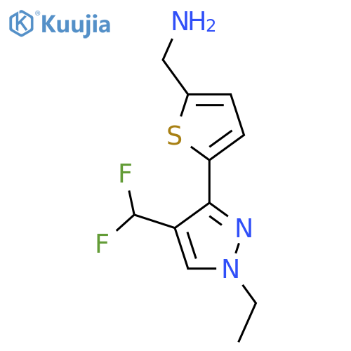 {5-4-(difluoromethyl)-1-ethyl-1H-pyrazol-3-ylthiophen-2-yl}methanamine structure