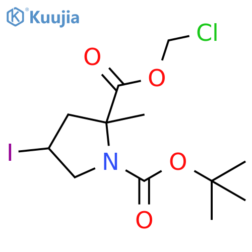 1,2-Pyrrolidinedicarboxylic acid, 4-iodo-2-methyl-, 2-(chloromethyl) 1-(1,1-dimethylethyl) ester structure
