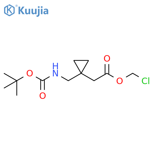 Cyclopropaneacetic acid, 1-[[[(1,1-dimethylethoxy)carbonyl]amino]methyl]-, chloromethyl ester structure