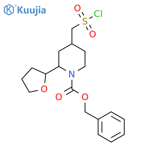 benzyl 4-(chlorosulfonyl)methyl-2-(oxolan-2-yl)piperidine-1-carboxylate structure