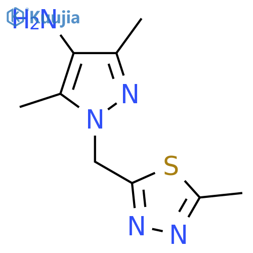 3,5-dimethyl-1-(5-methyl-1,3,4-thiadiazol-2-yl)methyl-1H-pyrazol-4-amine structure