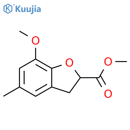 2-Benzofurancarboxylic acid, 2,3-dihydro-7-methoxy-5-methyl-, methyl ester structure