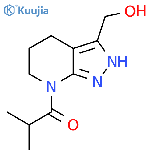 1-[3-(hydroxymethyl)-1H,4H,5H,6H,7H-pyrazolo[3,4-b]pyridin-7-yl]-2-methylpropan-1-one structure