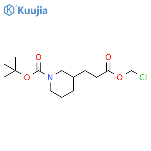 3-Piperidinepropanoic acid, 1-[(1,1-dimethylethoxy)carbonyl]-, chloromethyl ester structure