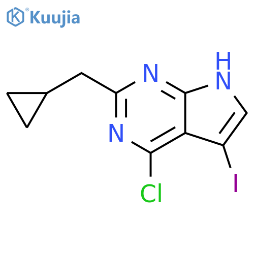 7H-Pyrrolo[2,3-d]pyrimidine, 4-chloro-2-(cyclopropylmethyl)-5-iodo- structure