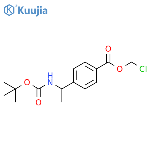 Benzoic acid, 4-[1-[[(1,1-dimethylethoxy)carbonyl]amino]ethyl]-, chloromethyl ester structure