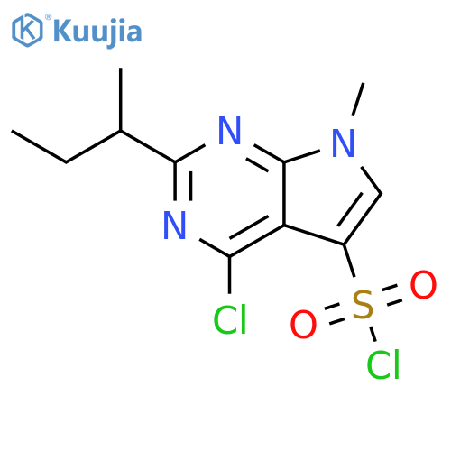7H-Pyrrolo[2,3-d]pyrimidine-5-sulfonyl chloride, 4-chloro-7-methyl-2-(1-methylpropyl)- structure
