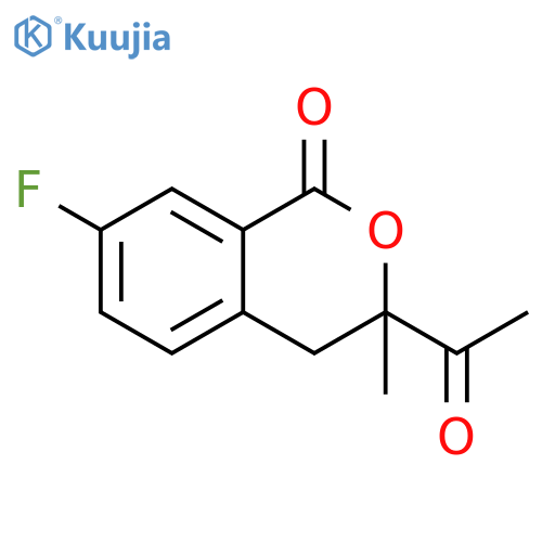 1H-2-Benzopyran-1-one, 3-acetyl-7-fluoro-3,4-dihydro-3-methyl- structure