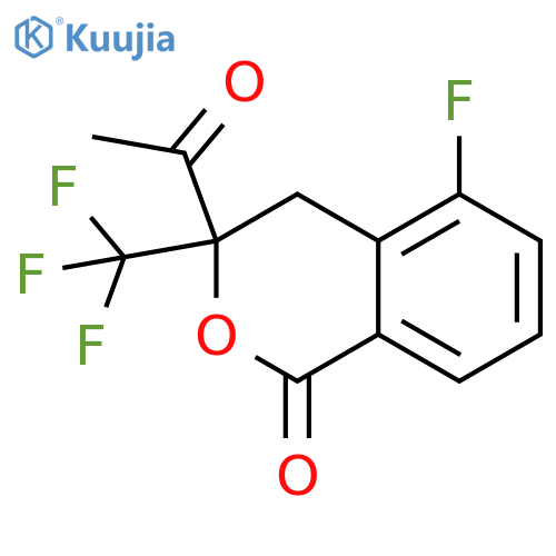 1H-2-Benzopyran-1-one, 3-acetyl-5-fluoro-3,4-dihydro-3-(trifluoromethyl)- structure