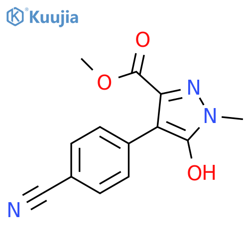 1H-Pyrazole-3-carboxylic acid, 4-(4-cyanophenyl)-5-hydroxy-1-methyl-, methyl ester structure