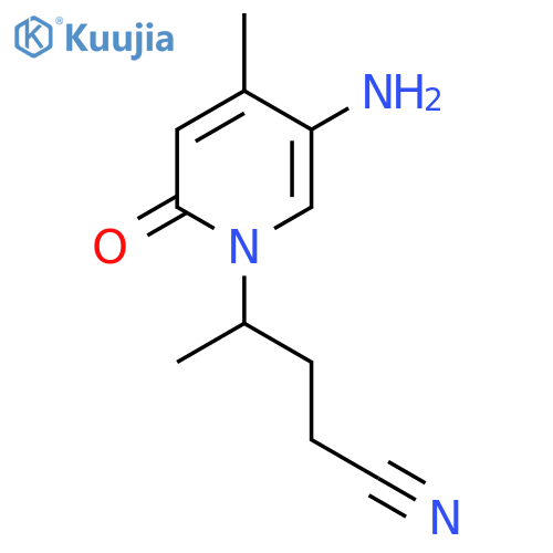 4-(5-Amino-4-methyl-2-oxo-1,2-dihydropyridin-1-yl)pentanenitrile structure