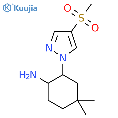2-(4-methanesulfonyl-1H-pyrazol-1-yl)-4,4-dimethylcyclohexan-1-amine structure