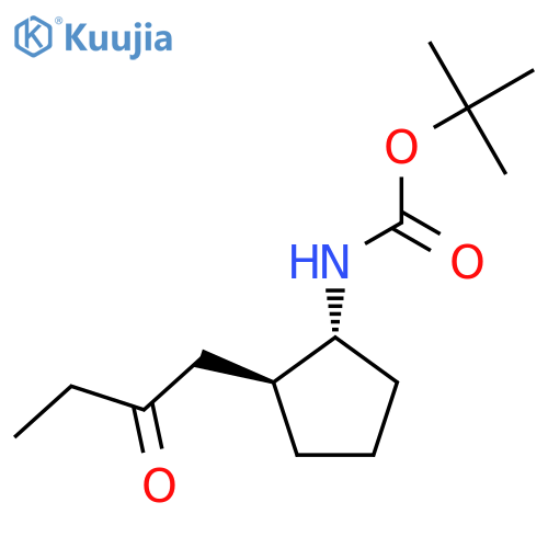 rac-tert-butyl N-[(1R,2S)-2-(2-oxobutyl)cyclopentyl]carbamate structure