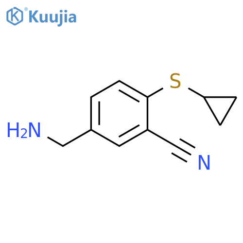 Benzonitrile, 5-(aminomethyl)-2-(cyclopropylthio)- structure