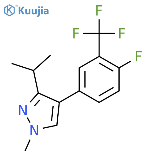4-[4-fluoro-3-(trifluoromethyl)phenyl]-1-methyl-3-(propan-2-yl)-1H-pyrazole structure