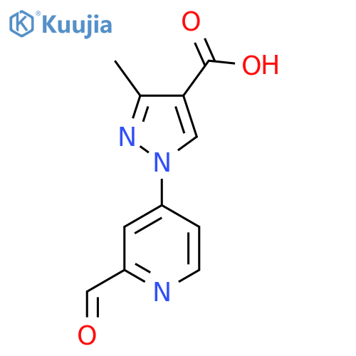 1-(2-formylpyridin-4-yl)-3-methyl-1H-pyrazole-4-carboxylic acid structure