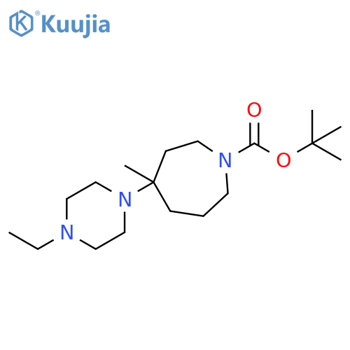 1H-Azepine-1-carboxylic acid, 4-(4-ethyl-1-piperazinyl)hexahydro-4-methyl-, 1,1-dimethylethyl ester structure