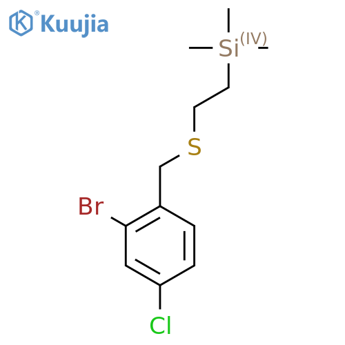 (2-{(2-bromo-4-chlorophenyl)methylsulfanyl}ethyl)trimethylsilane structure