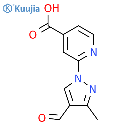 2-(4-formyl-3-methyl-1H-pyrazol-1-yl)pyridine-4-carboxylic acid structure