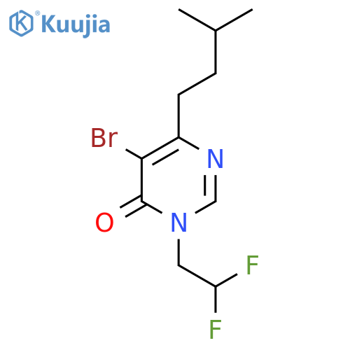 5-bromo-3-(2,2-difluoroethyl)-6-(3-methylbutyl)-3,4-dihydropyrimidin-4-one structure