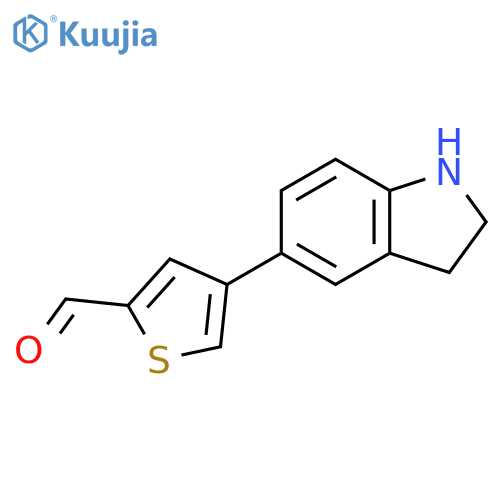 2-Thiophenecarboxaldehyde, 4-(2,3-dihydro-1H-indol-5-yl)- structure