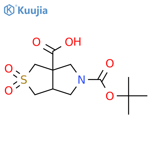 5-[(tert-butoxy)carbonyl]-2,2-dioxo-hexahydro-1H-2lambda6-thieno[3,4-c]pyrrole-3a-carboxylic acid structure