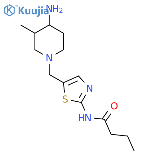 N-{5-[(4-amino-3-methylpiperidin-1-yl)methyl]-1,3-thiazol-2-yl}butanamide structure