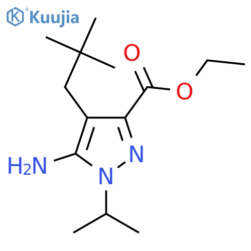 ethyl 5-amino-4-(2,2-dimethylpropyl)-1-(propan-2-yl)-1H-pyrazole-3-carboxylate structure