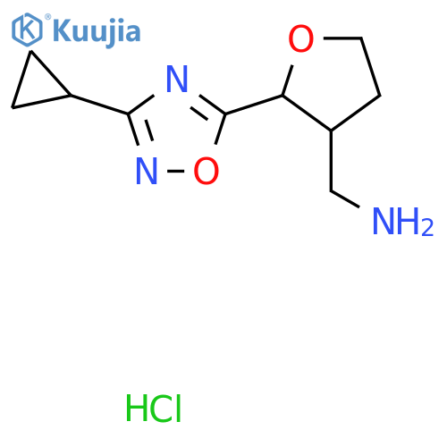 [2-(3-Cyclopropyl-1,2,4-oxadiazol-5-yl)oxolan-3-yl]methanamine hydrochloride structure