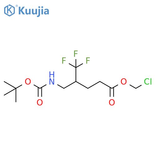 Pentanoic acid, 4-[[[(1,1-dimethylethoxy)carbonyl]amino]methyl]-5,5,5-trifluoro-, chloromethyl ester structure