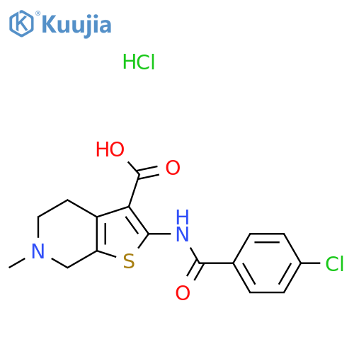 2-(4-chlorobenzamido)-6-methyl-4H,5H,6H,7H-thieno[2,3-c]pyridine-3-carboxylic acid hydrochloride structure