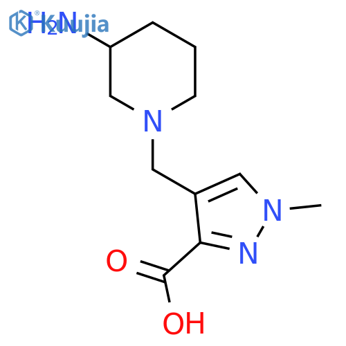4-[(3-aminopiperidin-1-yl)methyl]-1-methyl-1H-pyrazole-3-carboxylic acid structure