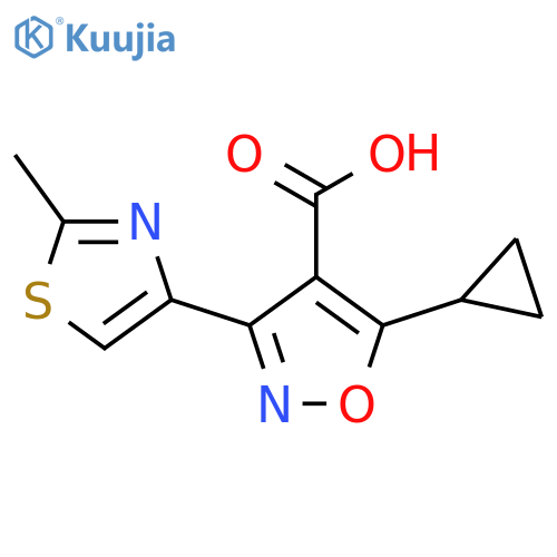 5-Cyclopropyl-3-(2-methyl-1,3-thiazol-4-yl)-1,2-oxazole-4-carboxylic acid structure